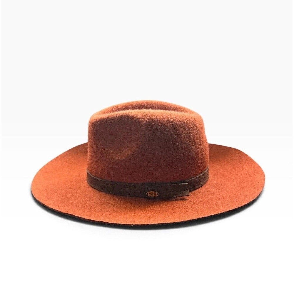 Neff Rustic Earth Wide Brim Wool Fedora Hat Panama Cowboy Rancher Alpine Style
